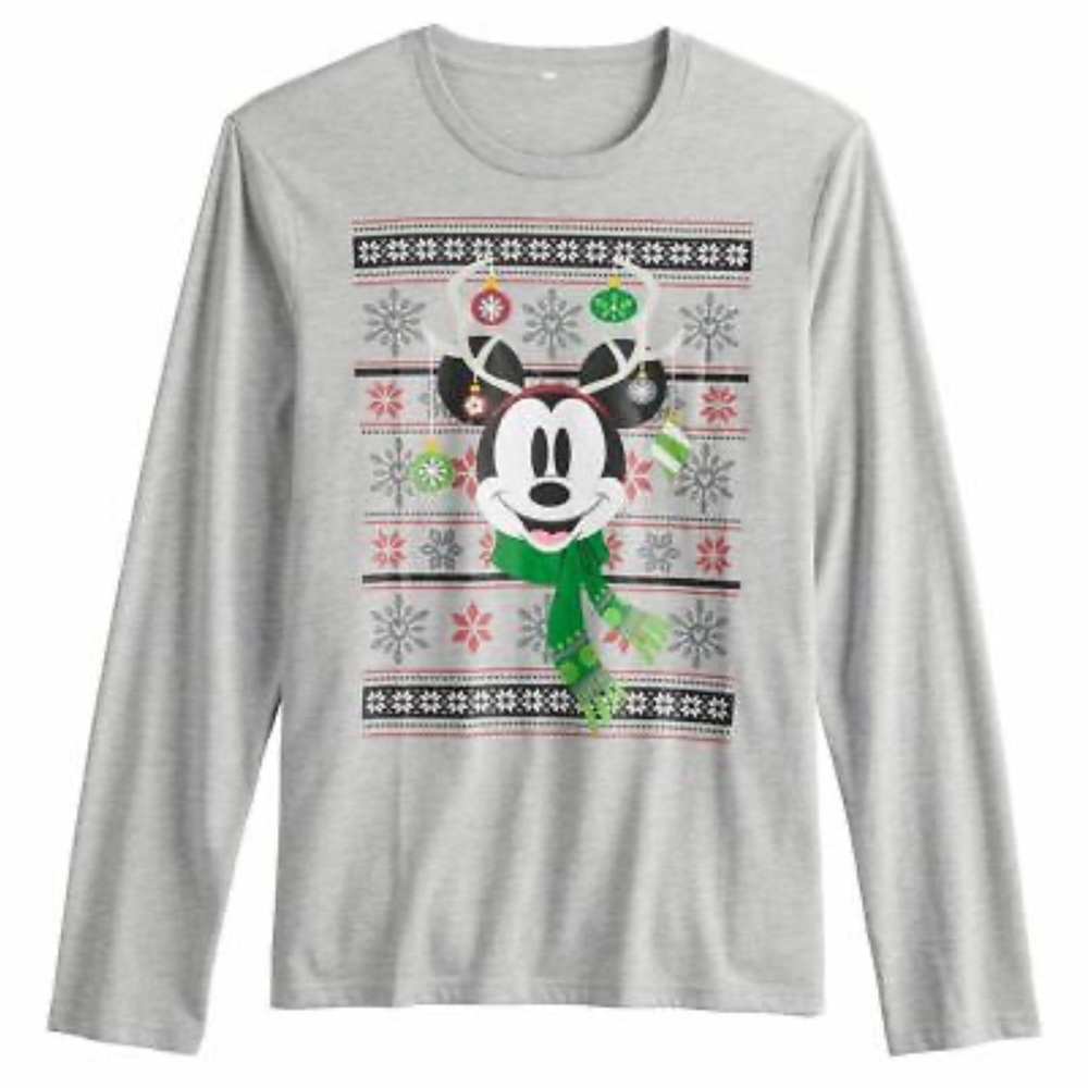 Disney Mickey Mouse Christmas Long Sleeve Tee - Size Medium